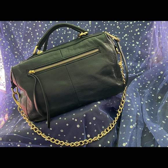 Rian handbag. Black leather with gold chain and accents. 14”x10”x4” - Picture 2 of 4